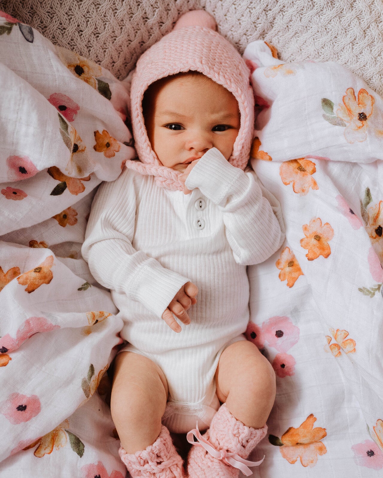 Bonnet and Booties-Newborn - Main Image