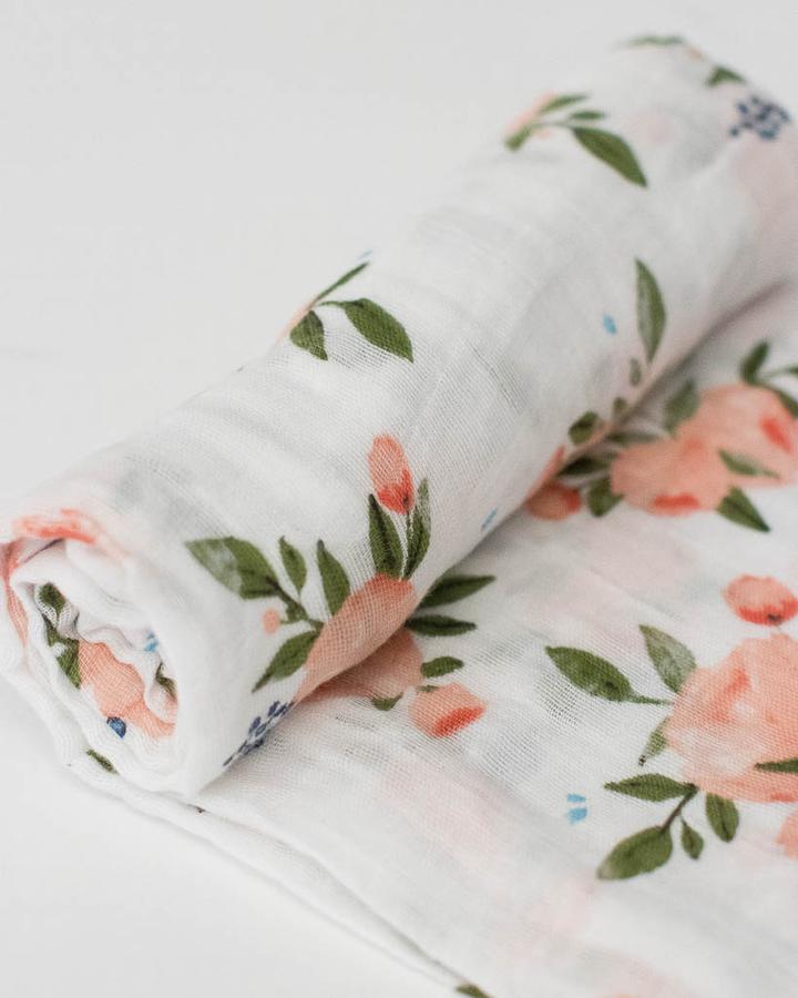Muslin Swaddle Watercolour Roses