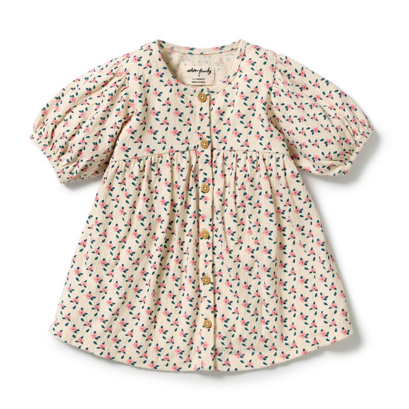 Crinkle Button Dress