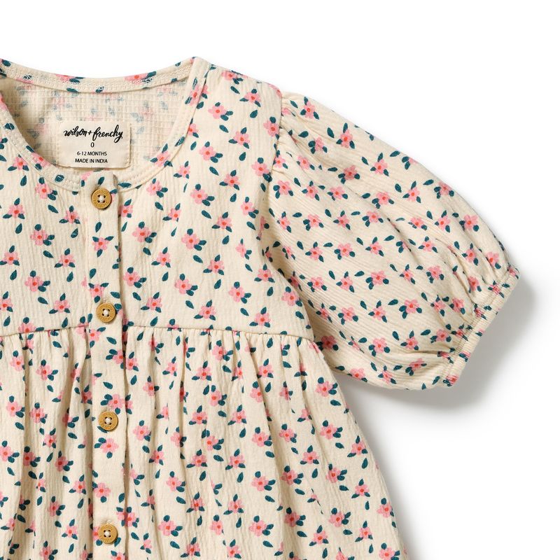 Crinkle Button Dress