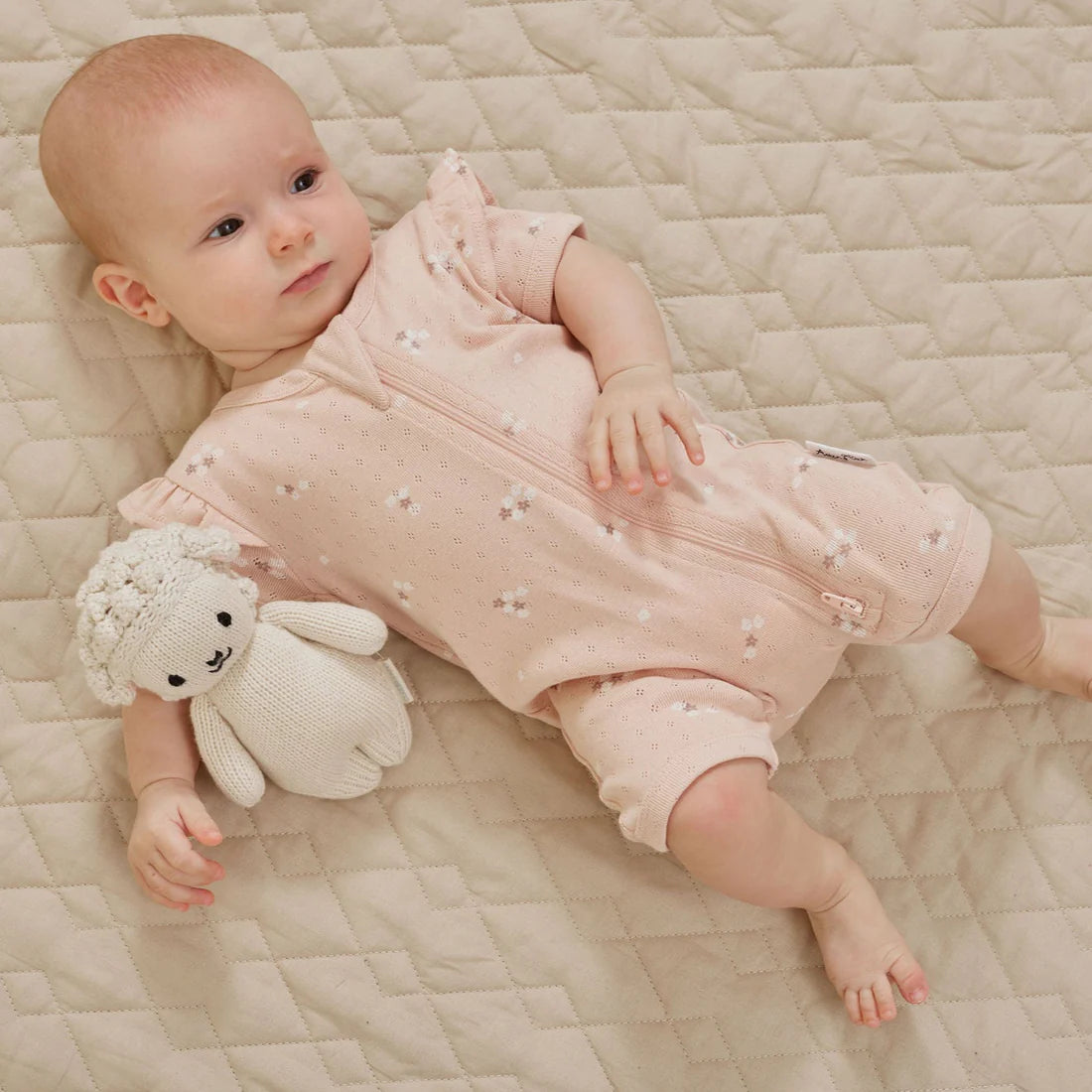 Petal Pointelle Zip Romper