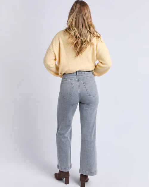 Sarah Wide Leg Jean Washed Grey