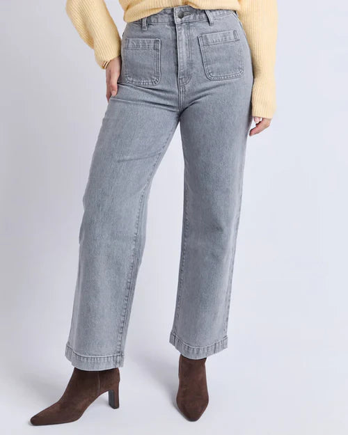 Sarah Wide Leg Jean Washed Grey