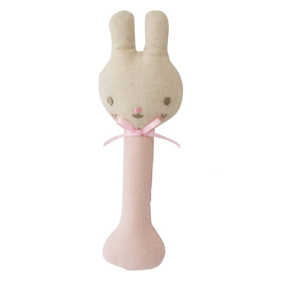 Linen Bunny Stick Rattle