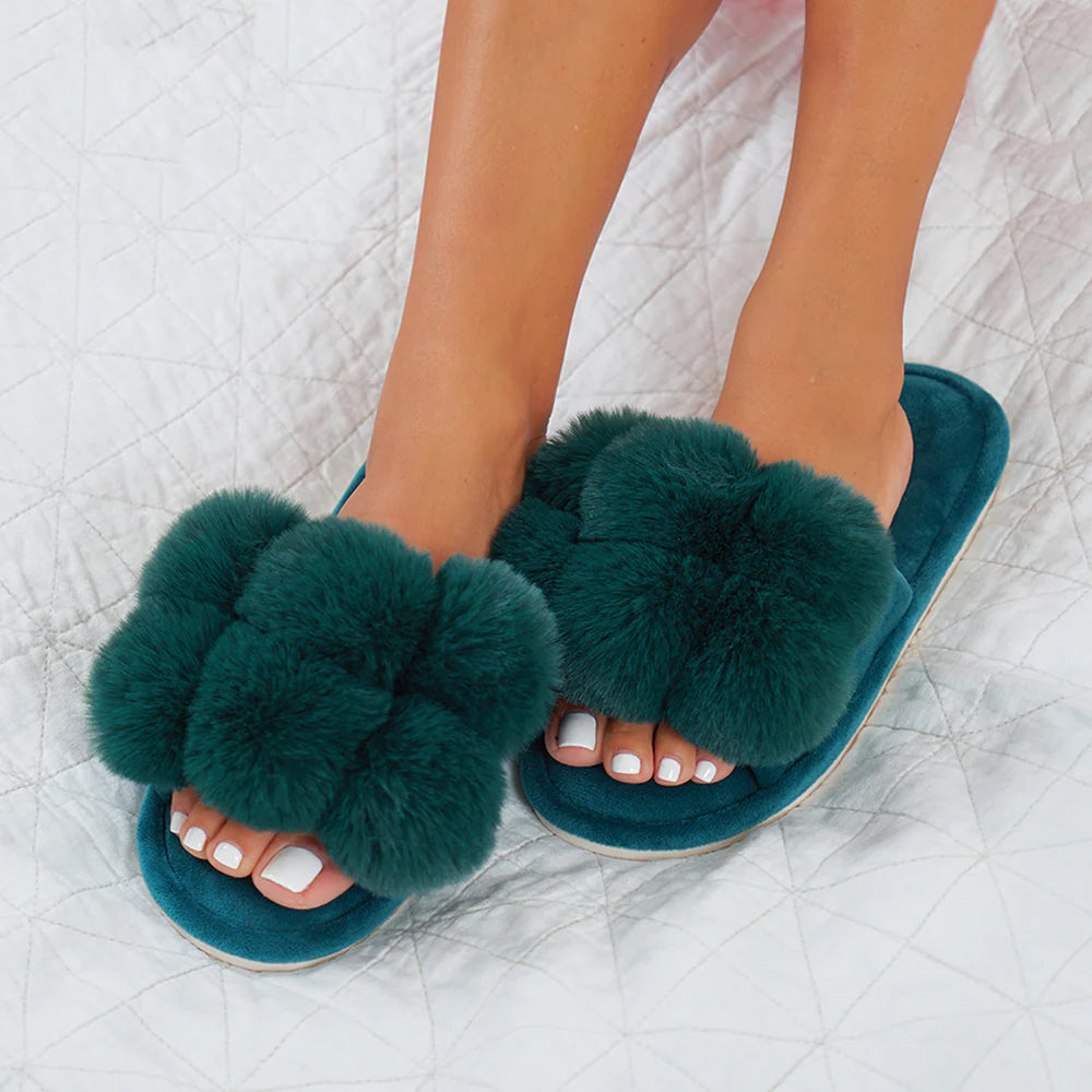 Cosy Luxe Pom Pom Slippers