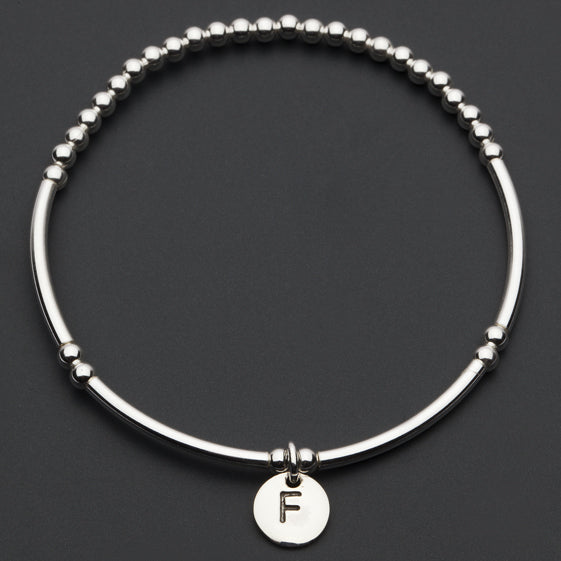 Alphabet Charm Bracelet / F Sterling Silver
