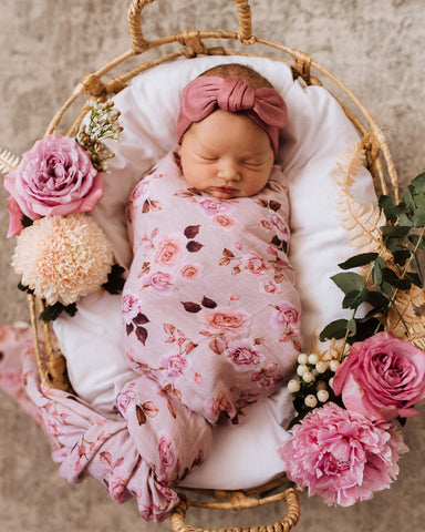 Muslin Swaddle Watercolour Roses