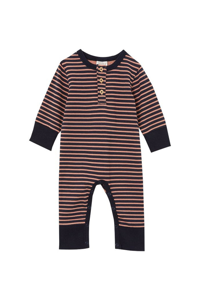 Stripe Henley Footless Romper