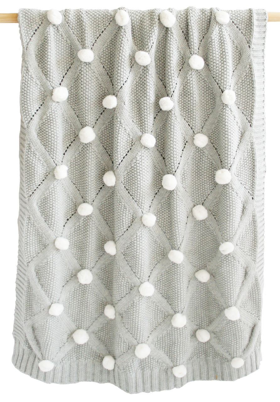 Pom Pom Blanket - Grey