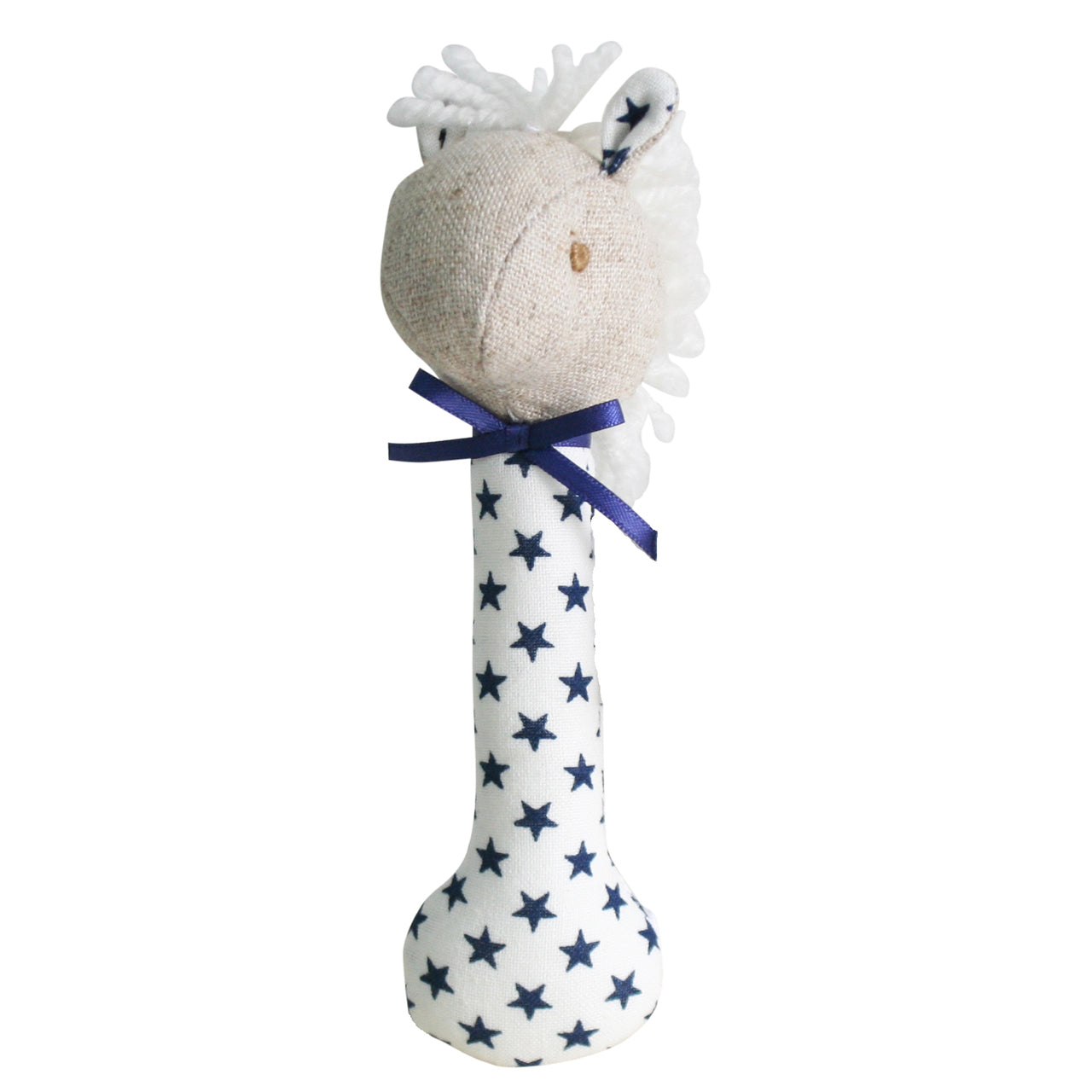 Horse Stick Rattle Wte Navy Star