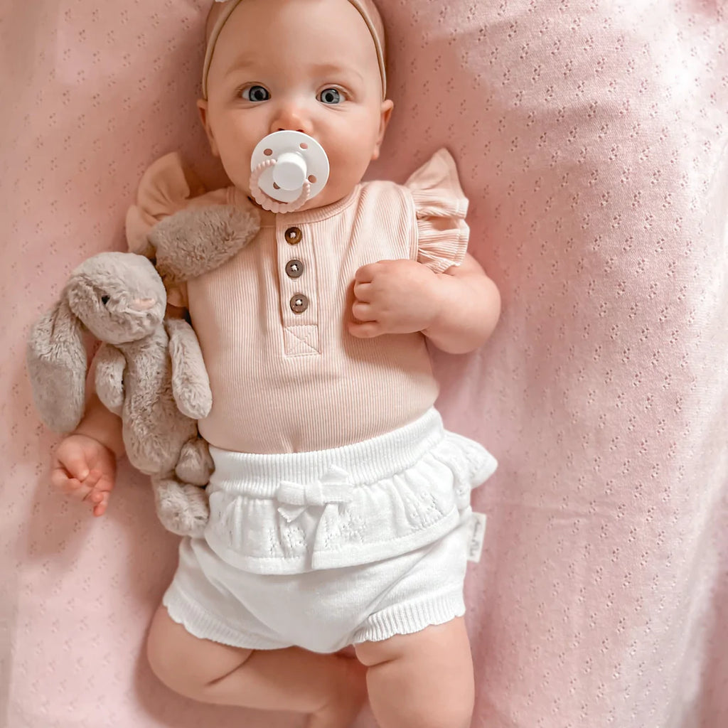 White Ruffle Knit Bloomers