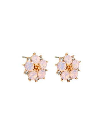Pink Blush Flower & Crystal Earring
