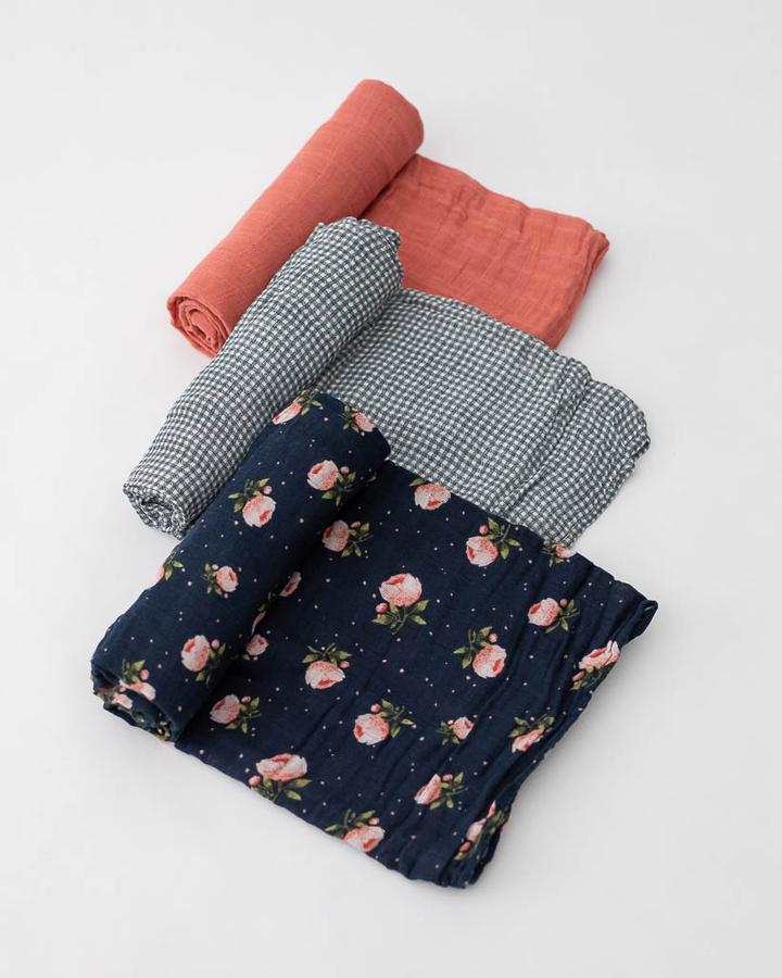3 Pack Swaddle Midnight Rose