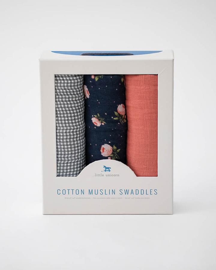 3 Pack Swaddle Midnight Rose