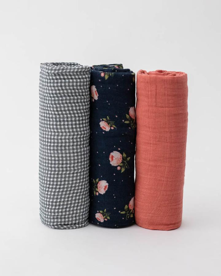 3 Pack Swaddle Midnight Rose