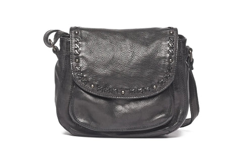 Raven Cross Body Black Leather Bag